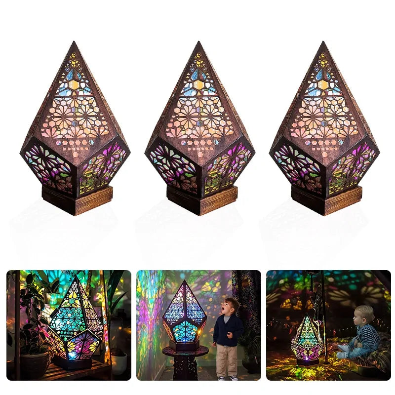 Wooden LED Projection Night Lamp