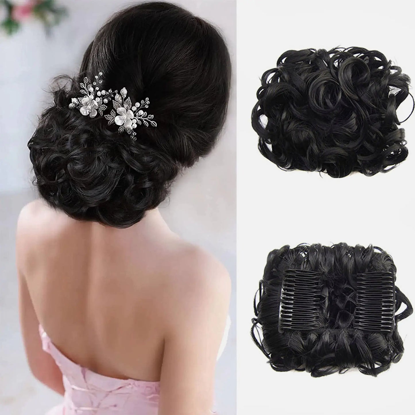 Universal Short Curls Extension Bun