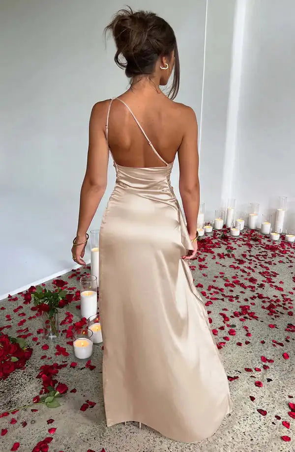 Universal Satin One-Shoulder Sexy Prom Dresses