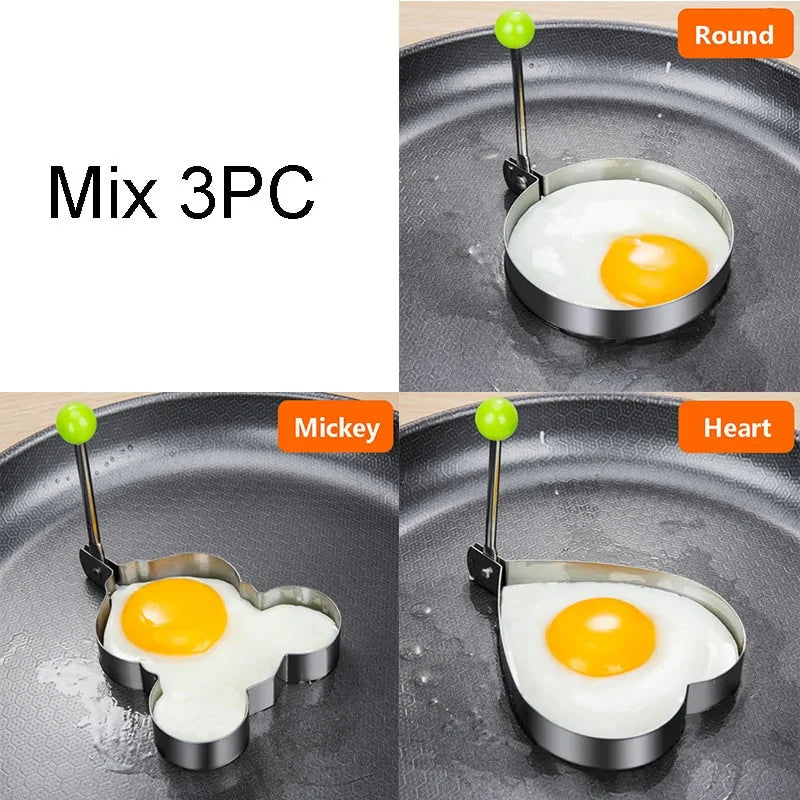Universal Stainless Steel 5-Style Egg Shaper: Pancake, Omelette, and Mold Rings for Frying and Cooking