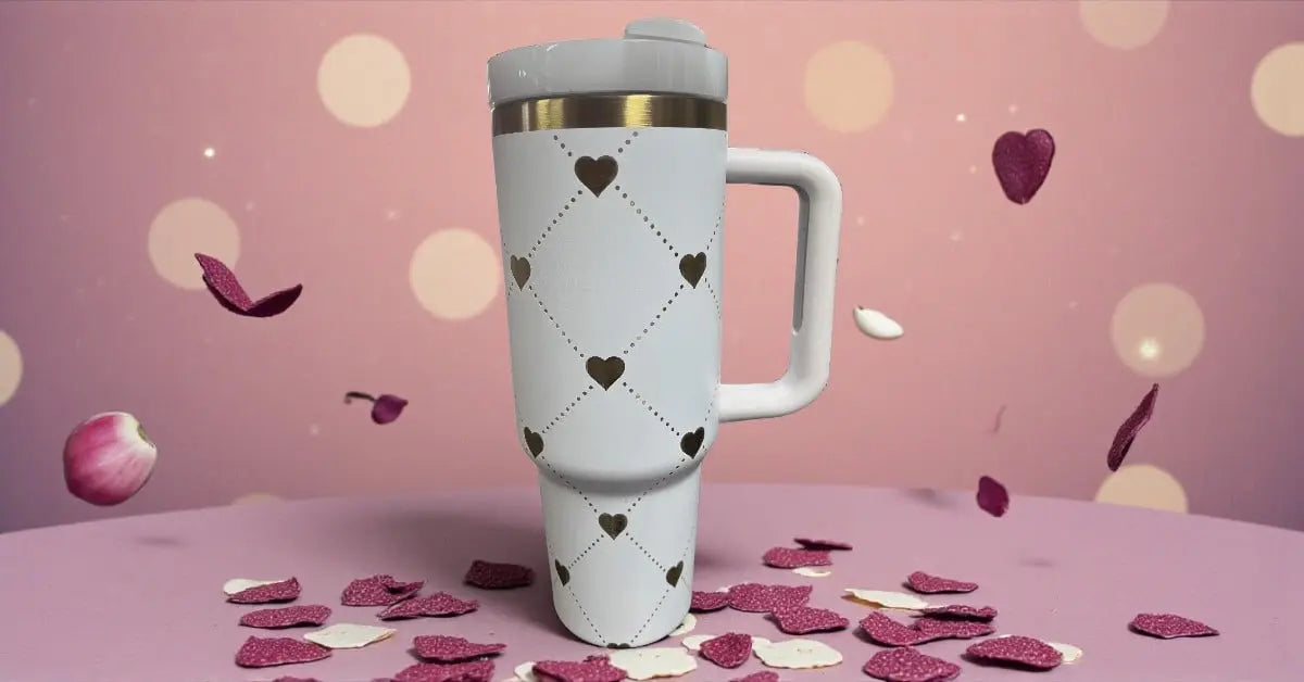 White & Gold Laser Engraved 40oz Tumbler