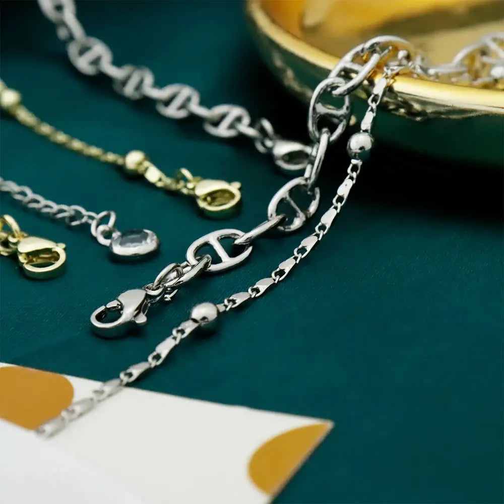 Universal Silver Stainless Steel Anklet Set