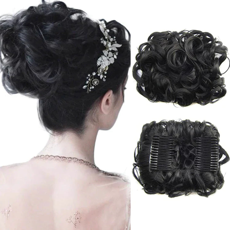 Universal Short Curls Extension Bun