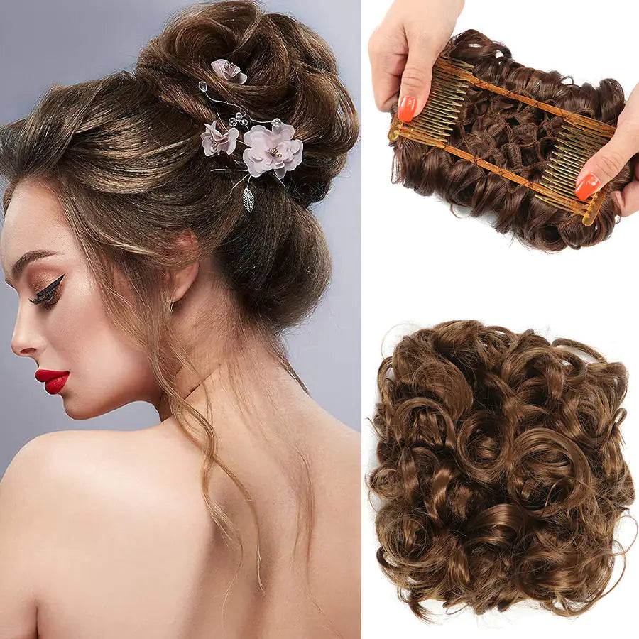 Universal Short Curls Extension Bun