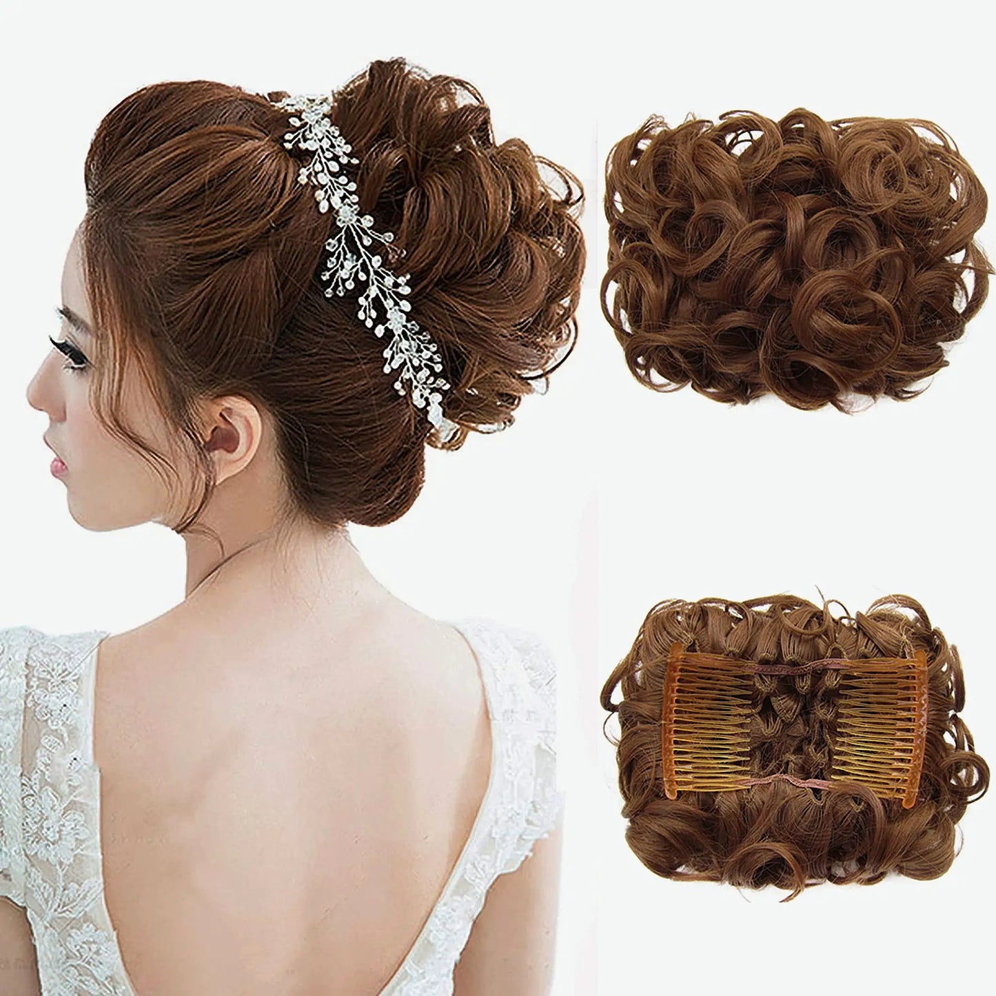 Universal Short Curls Extension Bun