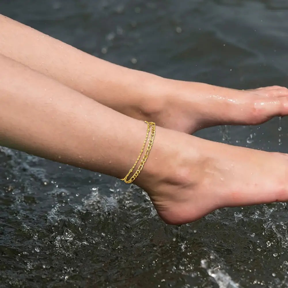 Universal Silver Stainless Steel Anklet Set