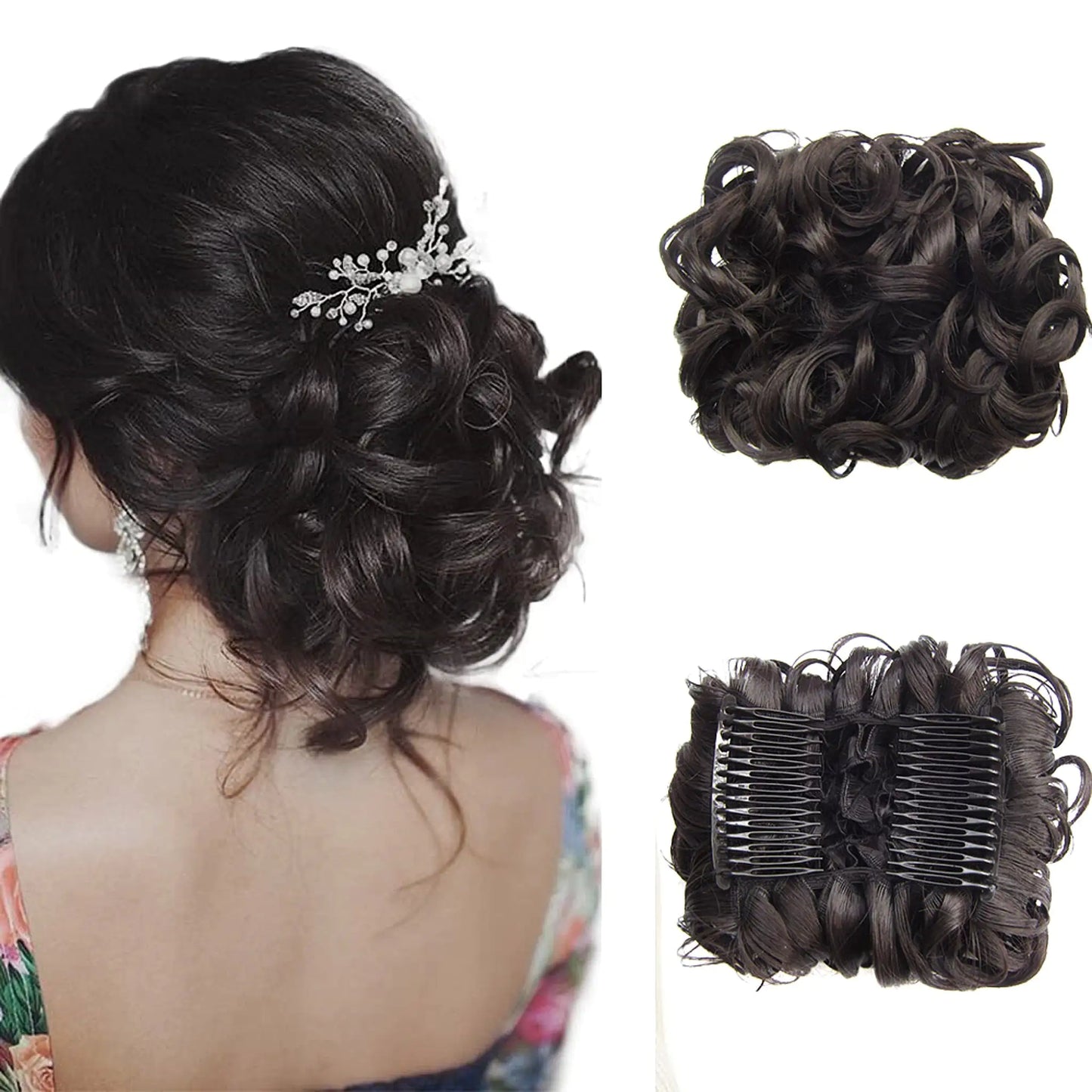 Universal Short Curls Extension Bun