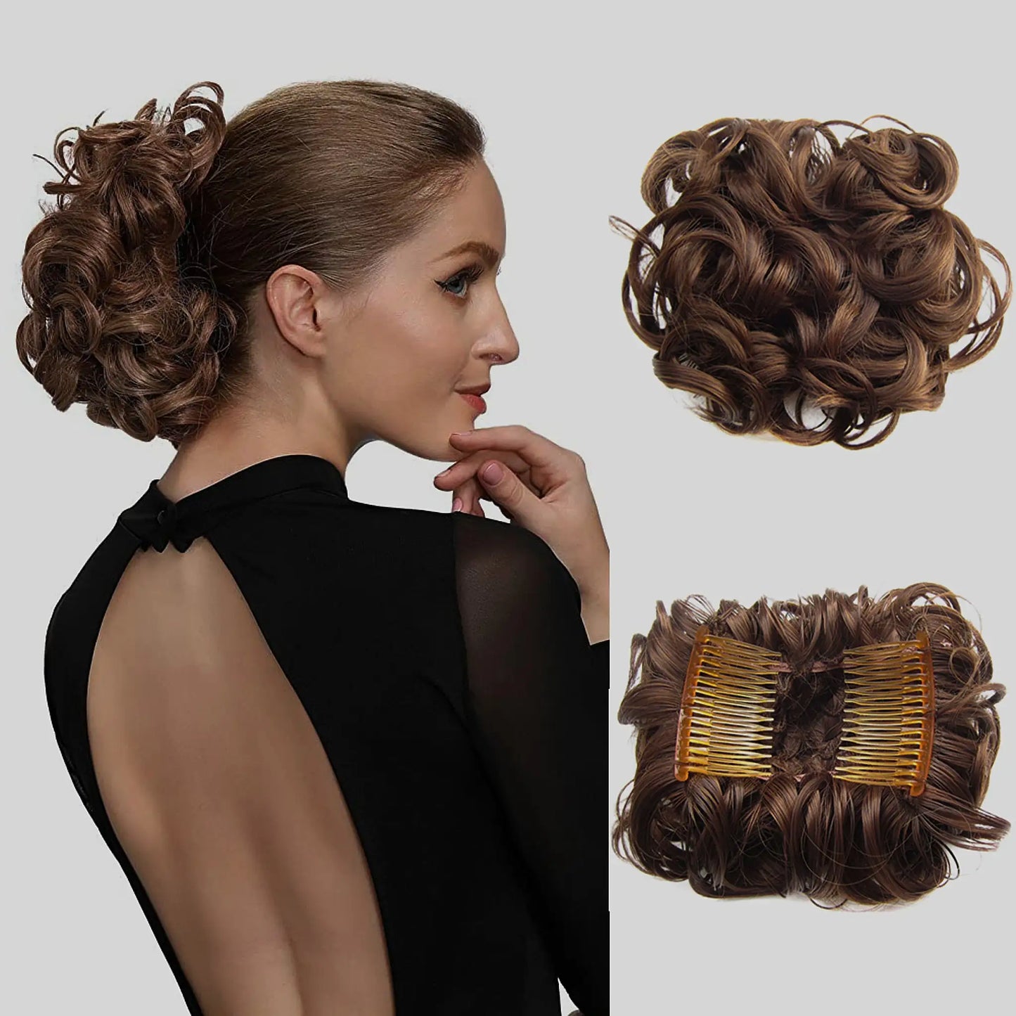 Universal Short Curls Extension Bun