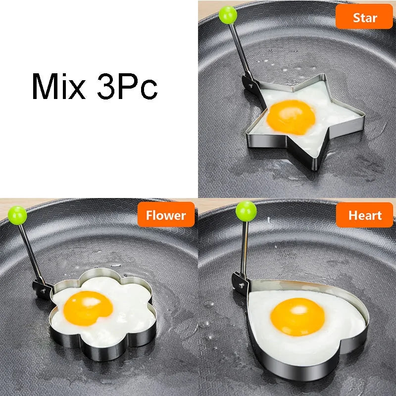 Universal Stainless Steel 5-Style Egg Shaper: Pancake, Omelette, and Mold Rings for Frying and Cooking