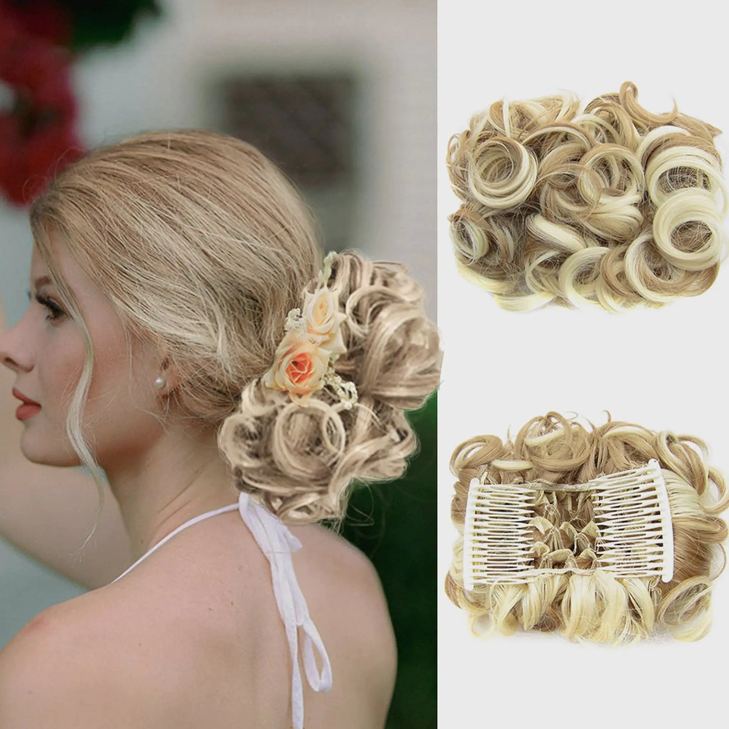 Universal Short Curls Extension Bun