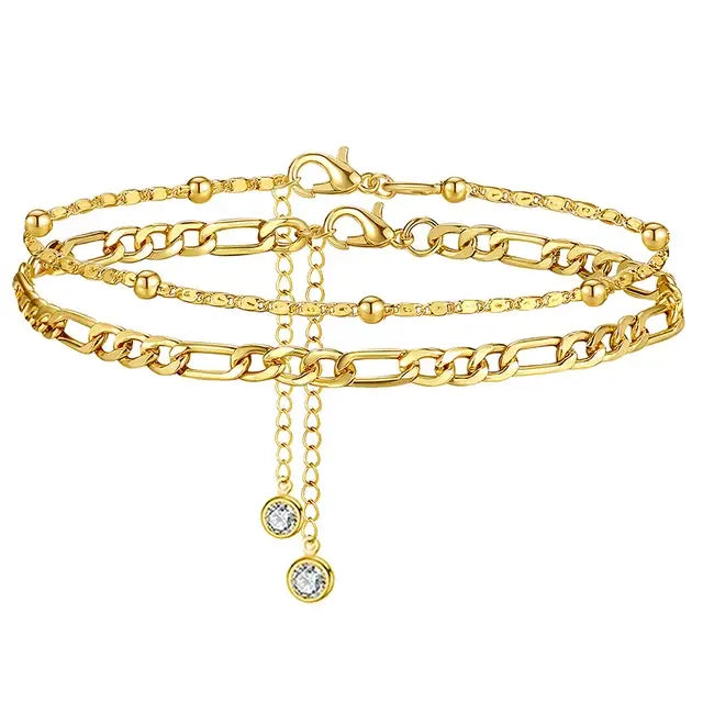 Universal Silver Stainless Steel Anklet Set