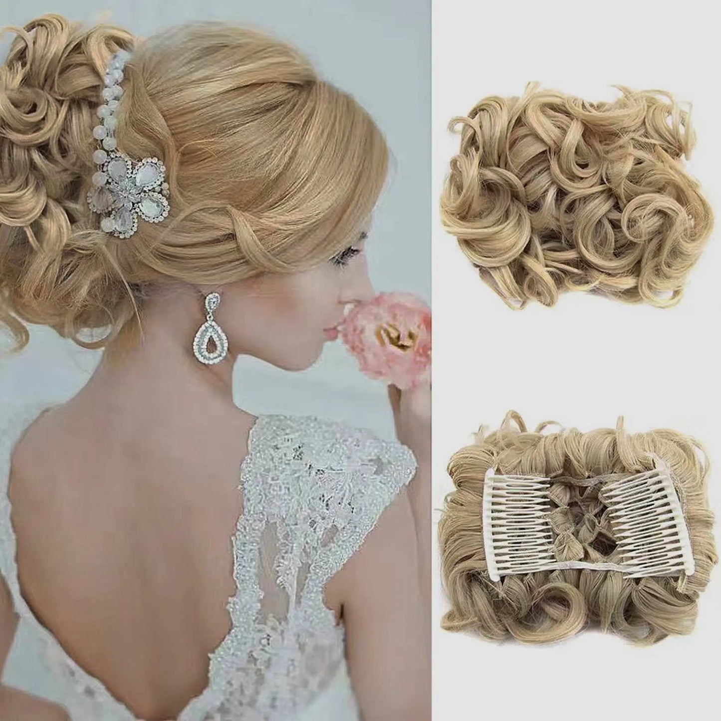 Universal Short Curls Extension Bun