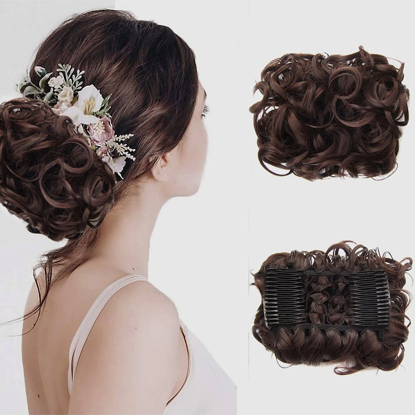 Universal Short Curls Extension Bun
