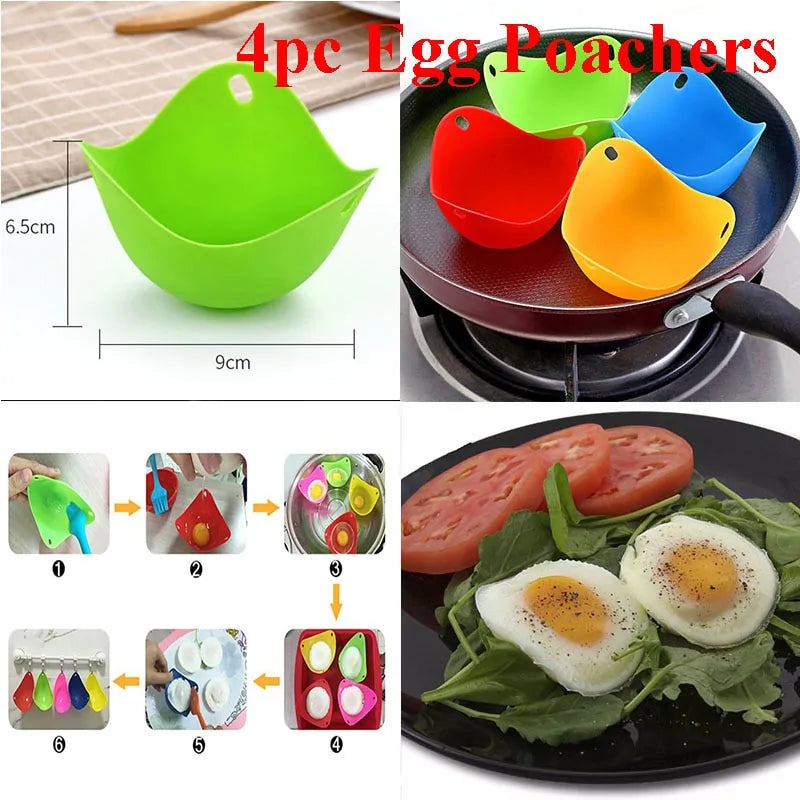 Universal Stainless Steel 5-Style Egg Shaper: Pancake, Omelette, and Mold Rings for Frying and Cooking