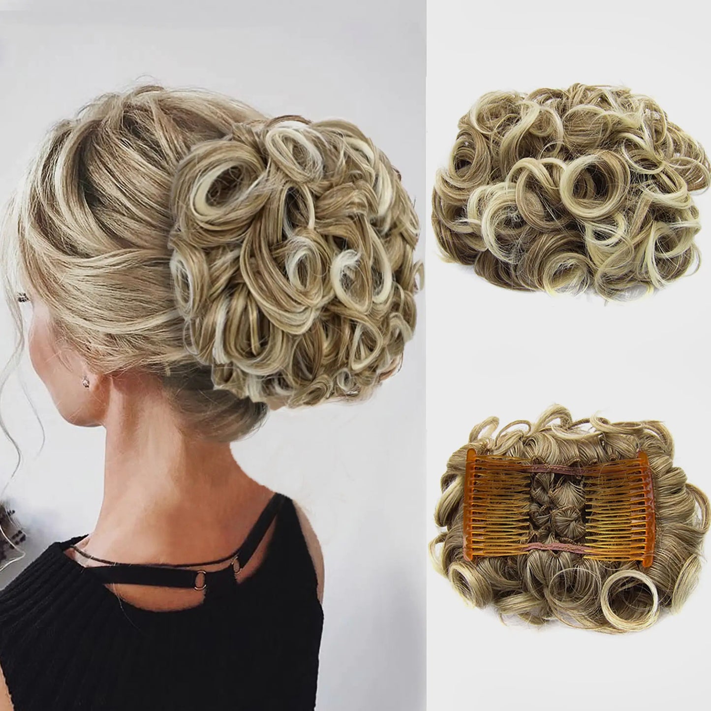 Universal Short Curls Extension Bun