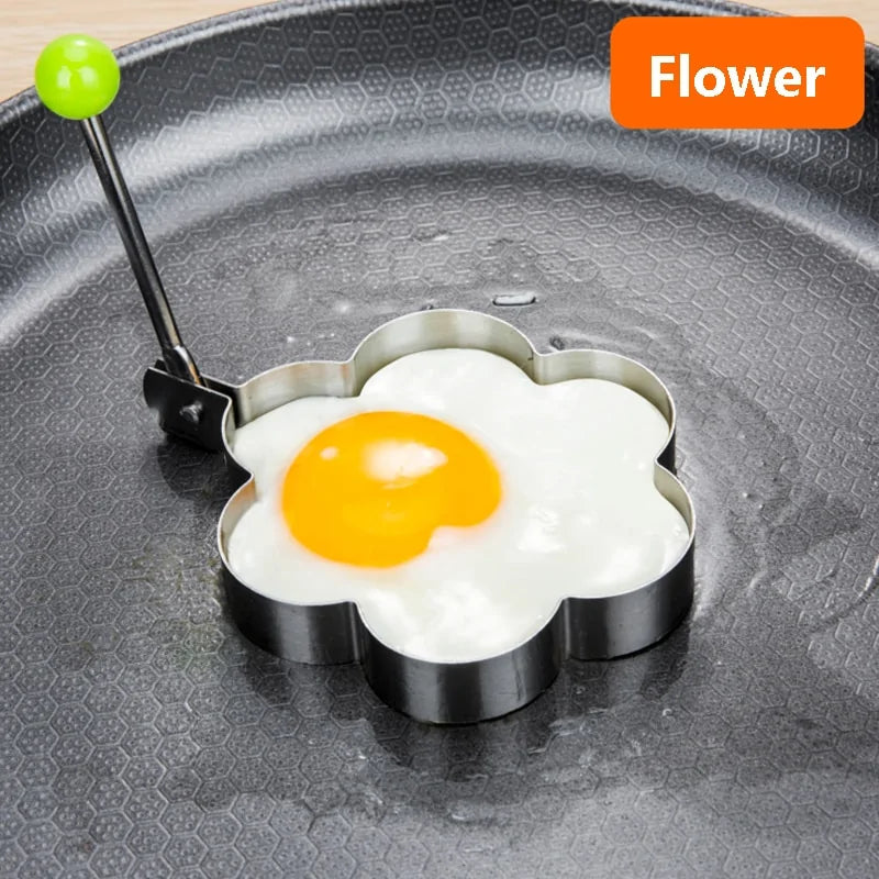 Universal Stainless Steel 5-Style Egg Shaper: Pancake, Omelette, and Mold Rings for Frying and Cooking