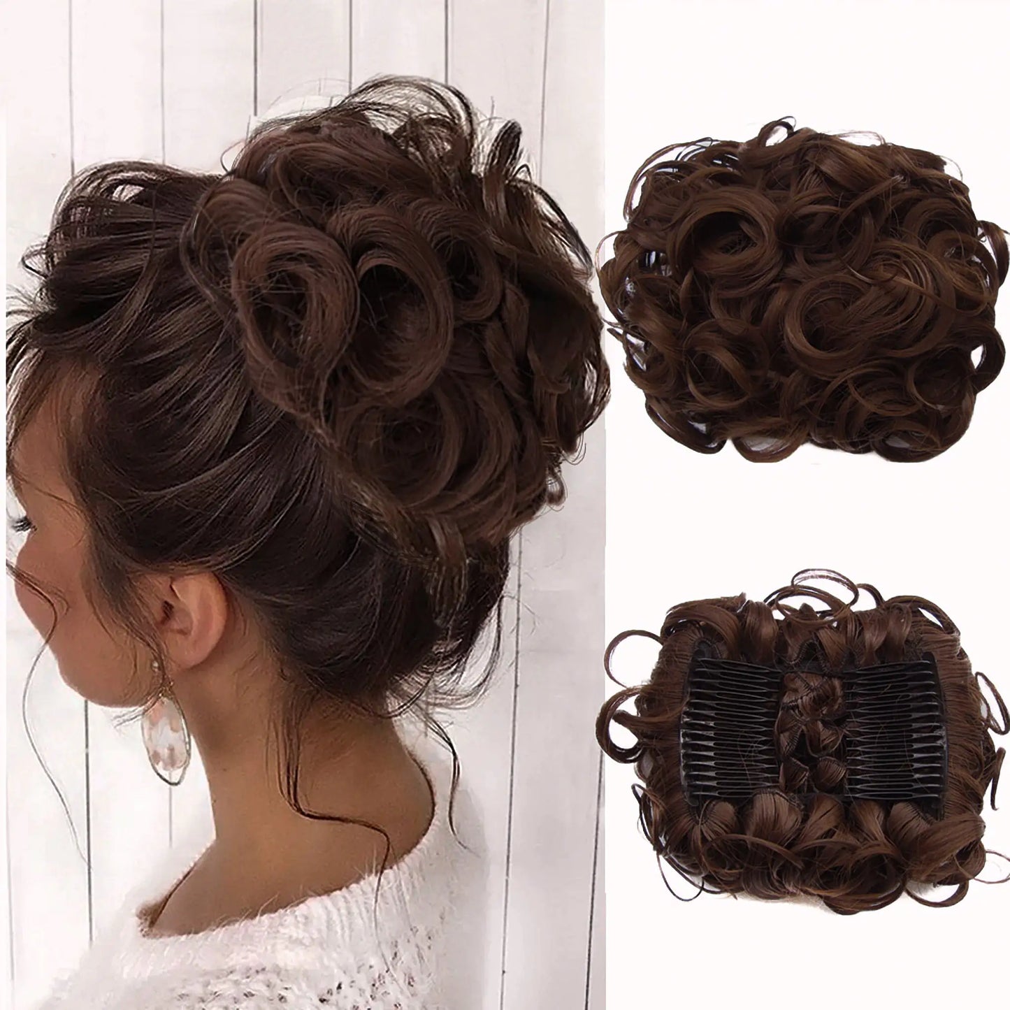 Universal Short Curls Extension Bun