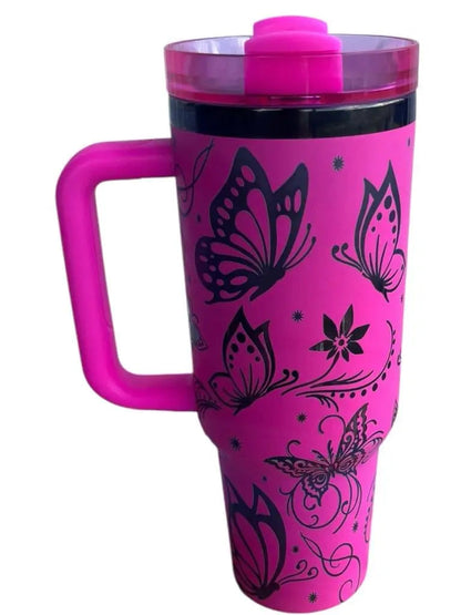 Butterfly Tumbler: Laser-Engraved 40oz Insulated Stainless Steel