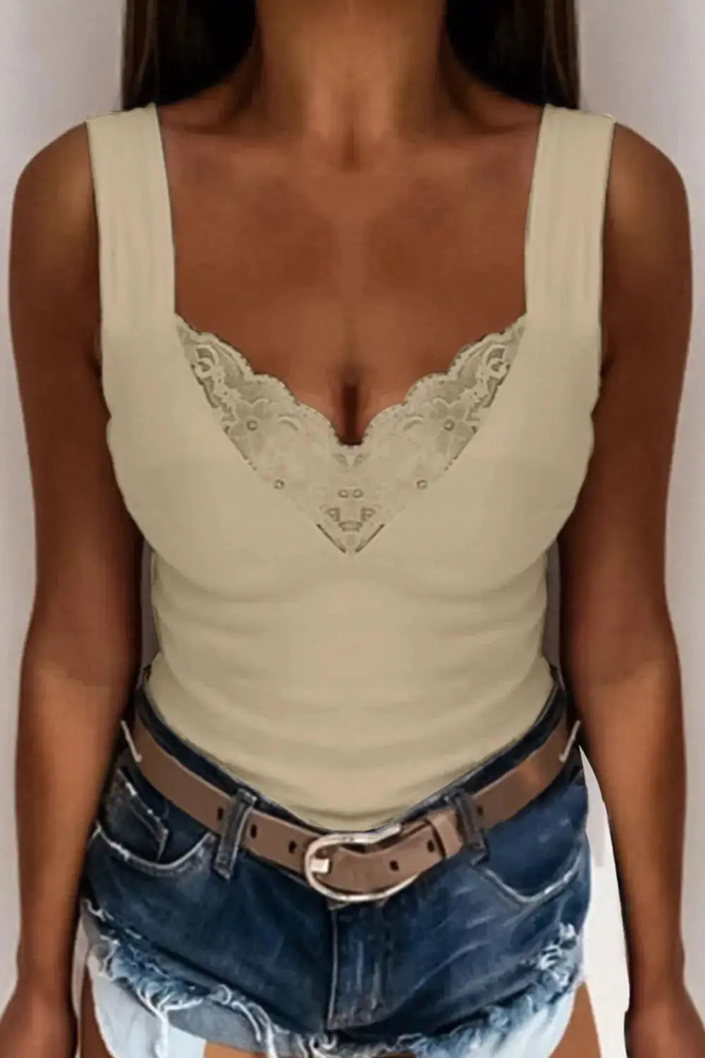 Full Size Lace Detail V-Neck Tank Top Plus Size