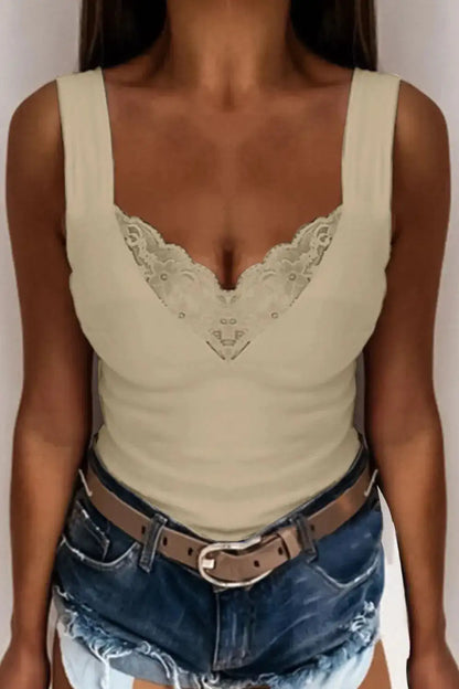 Full Size Lace Detail V-Neck Tank Top Plus Size