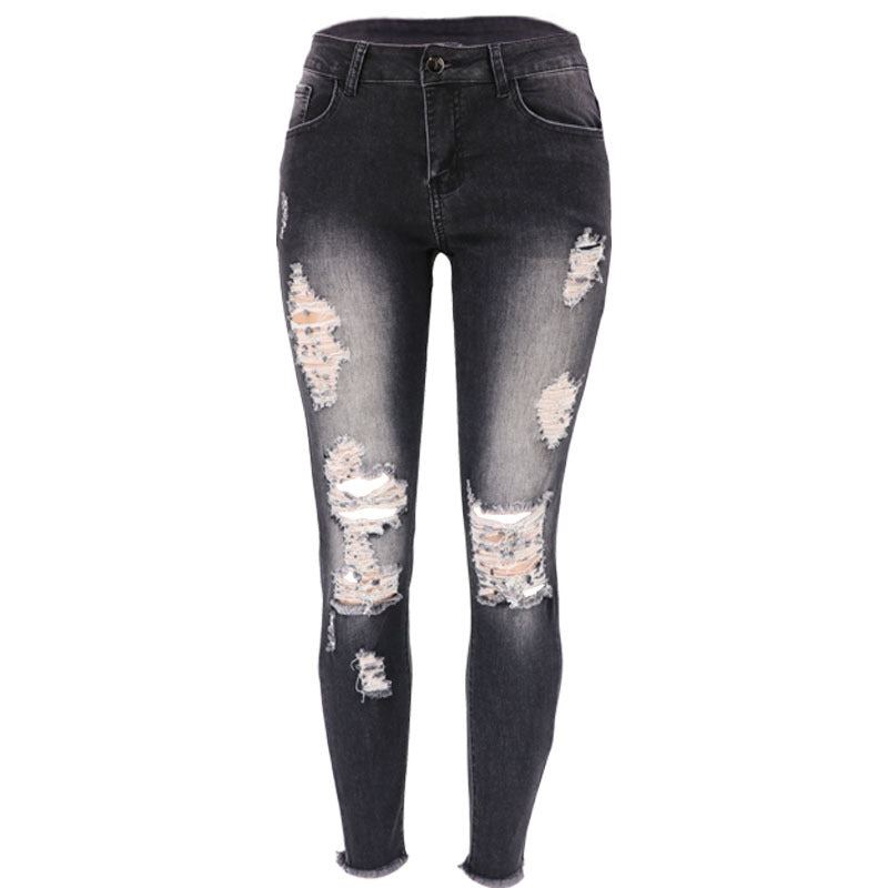 High Rise Distressed Capri Skinny Jeans for Women