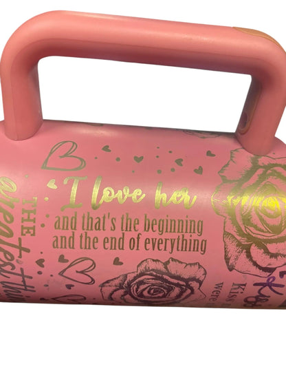 40oz Pink Floral Love Quote Tumbler with Handle
