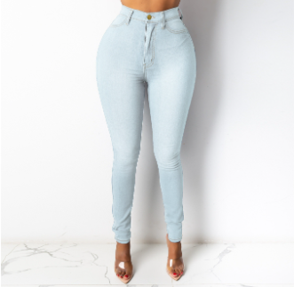 Women's White High Waisted Skinny Jeans with Pockets