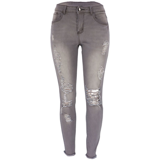 High Rise Distressed Capri Skinny Jeans for Women