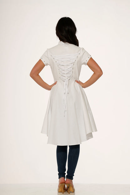 10271 White Battalian HiLo Dress