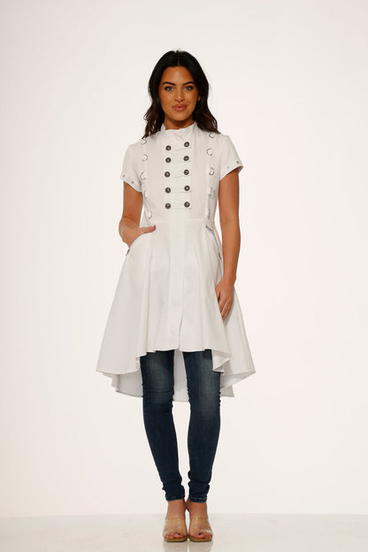 10271 White Battalian HiLo Dress