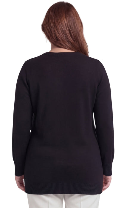 Women's Cozy Long Sleeves Snowflake-Decorated Color Block Holiday Crewneck Sweater - Classy Christmas Pullover in 100% Soft Durable Acrylic