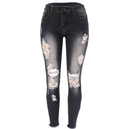 High Rise Distressed Capri Skinny Jeans for Women
