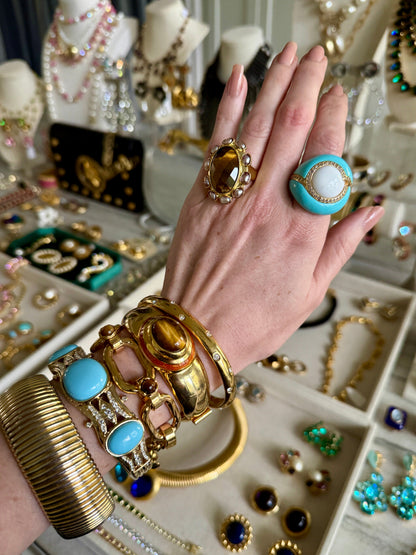 Tiger’s Eye & Pearl Cocktail Ring