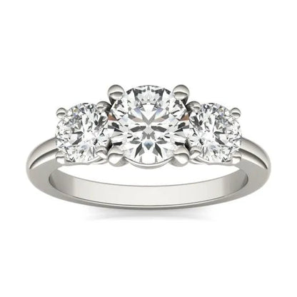 3 CTW AGI Certified Lab Grown Diamond (G-VS) Three Stone Engagement Ring in of 14K Gold