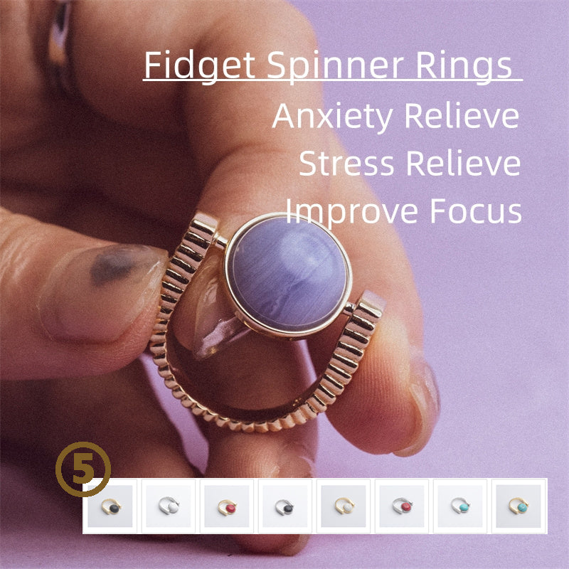 Natural Stone Fidget Spinner Rings for Stress Relief