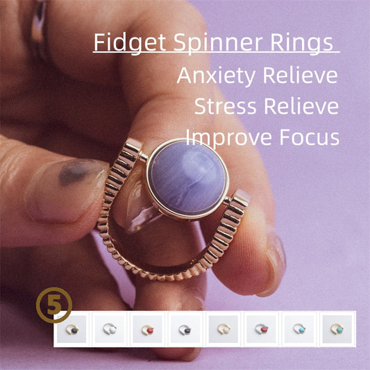 Natural Stone Fidget Spinner Rings for Stress Relief