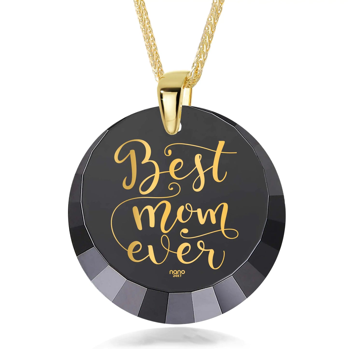 Best Mom Gold Plated Silver Necklace 24k Gold Inscribed - Mother's Birthday Gift