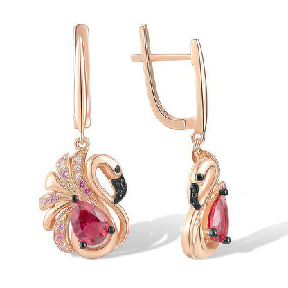 Sterling Silver Flamingo Drop Earrings