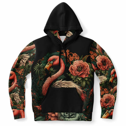 Flamingo Black Elegant Floral Hoodie