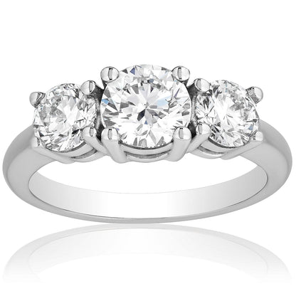 3 CTW AGI Certified Lab Grown Diamond (G-VS) Three Stone Engagement Ring in of 14K Gold