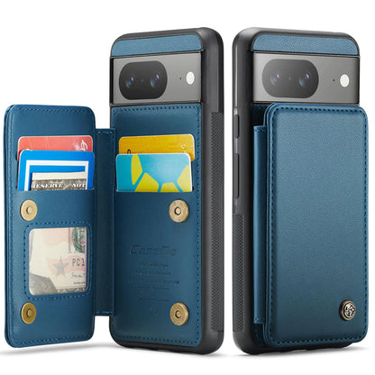 for Google Pixel 8 Case with Card Holder Wallet Case for Women Men with RFID Blocking Durable Leather Kickstand Magnetic Clasp Shockproof Phone Case for Google Pixel 8 (Blue)