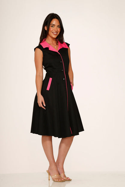 3311 Black Pink Diablo Swing Dress