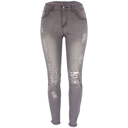 High Rise Distressed Capri Skinny Jeans for Women