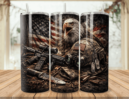 20oz Patriotic Eagle Military Tumbler – Veteran & Military Support Gift