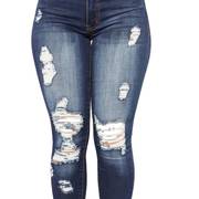 High Rise Ripped Cropped Skinny Jeans for Women