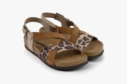 Noa by LEON- Women’s Leather Sandal- Ankle Strap with Adjustable Buckle & Arch Support
