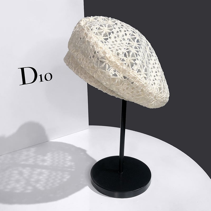 Fashionable Women's Woven Hollow Beret Hat