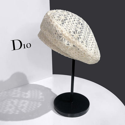 Fashionable Women's Woven Hollow Beret Hat