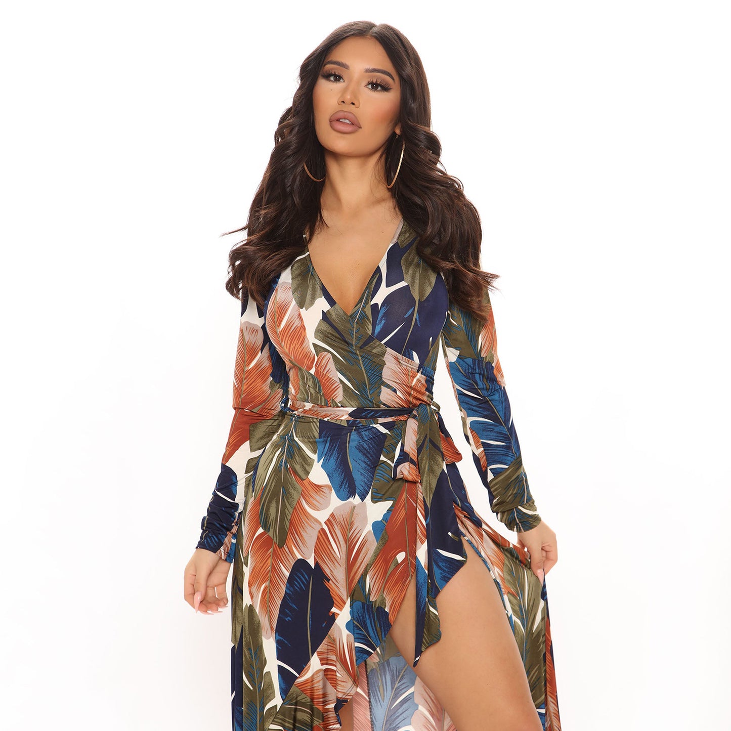 Split Irregular Long Sleeve Dress