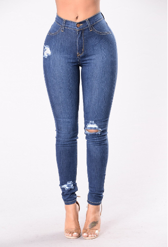 Women's High Waisted Ripped Skinny Jeans with Pockets